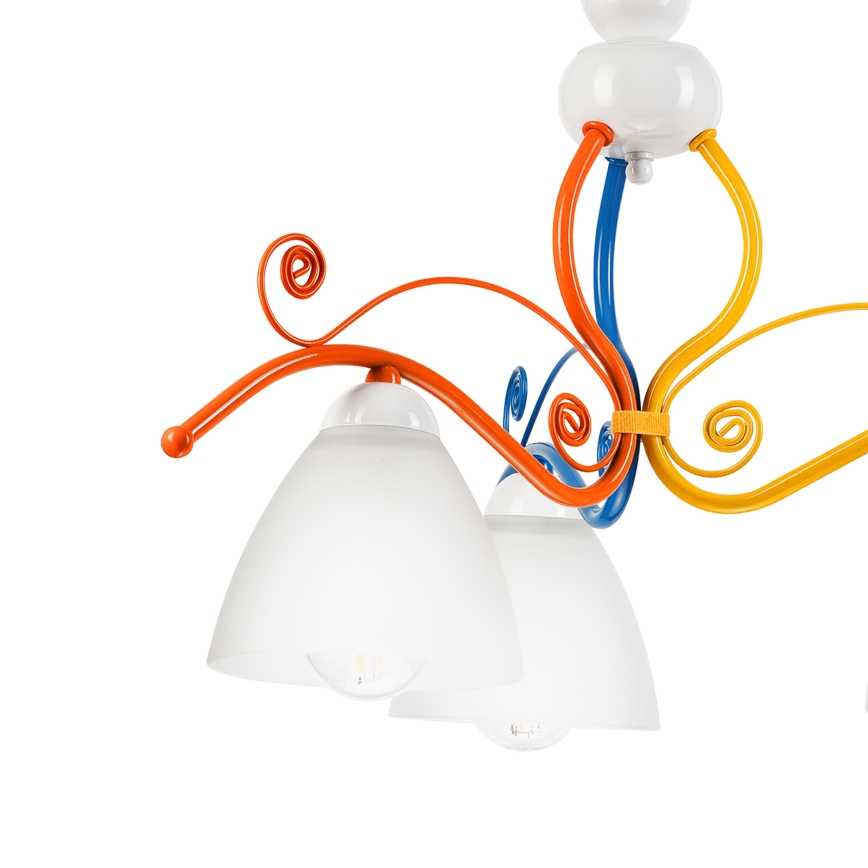 Chandelier on a chain RETRO 3xE27/60W/230V white/colorful