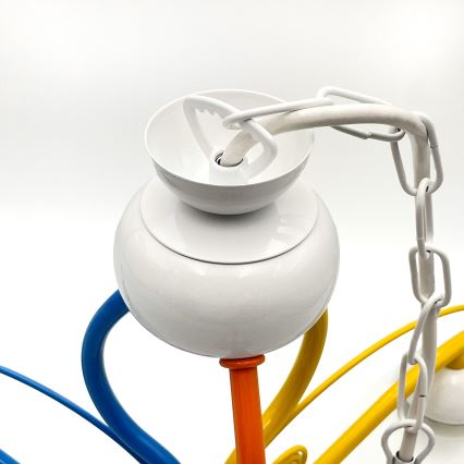Chandelier on a chain RETRO 3xE27/60W/230V white/colorful