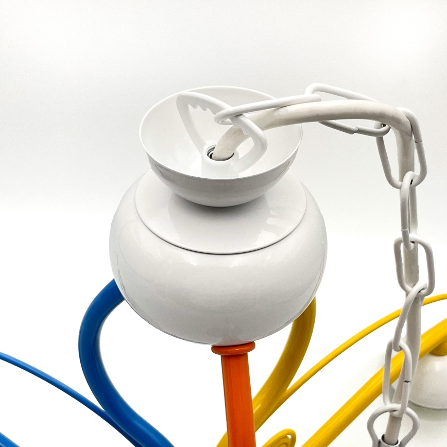 Chandelier on a chain RETRO 3xE27/60W/230V white/colorful
