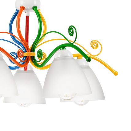 Chandelier on a chain RETRO 5xE27/60W/230V white/colorful