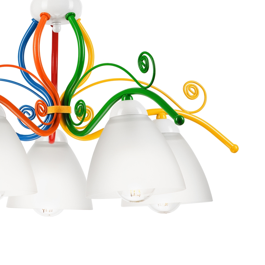 Chandelier on a chain RETRO 5xE27/60W/230V white/colorful