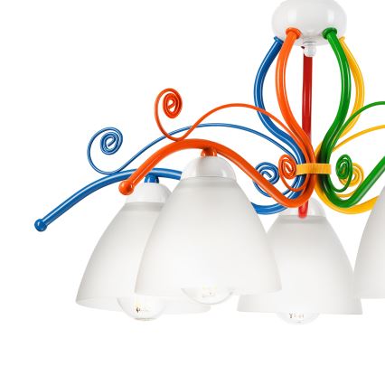 Chandelier on a chain RETRO 5xE27/60W/230V white/colorful
