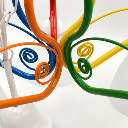Chandelier on a chain RETRO 5xE27/60W/230V white/colorful