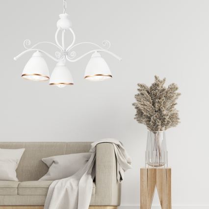 Chandelier on a chain RETRO II 3xE27/60W/230V white