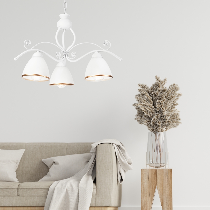 Chandelier on a chain RETRO II 3xE27/60W/230V white