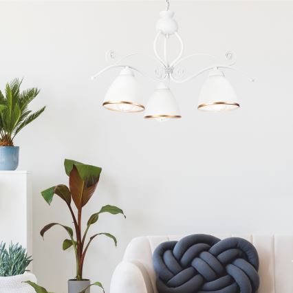 Chandelier on a chain RETRO II 3xE27/60W/230V white