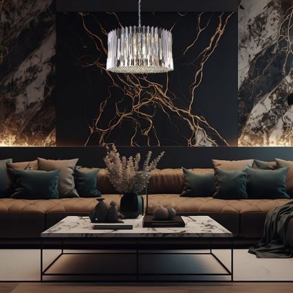 Chandelier on a chain RITZ 12xE14/40W/230V d. 54 cm shiny chrome