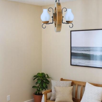 Chandelier on a chain ROATA 2xE14/40W/230V beech