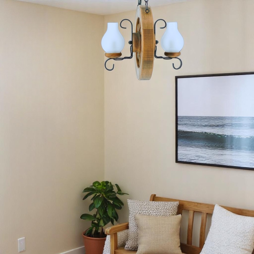 Chandelier on a chain ROATA 2xE14/40W/230V beech