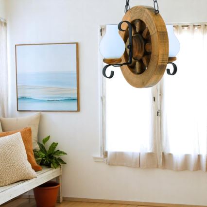 Chandelier on a chain ROATA 2xE14/40W/230V beech