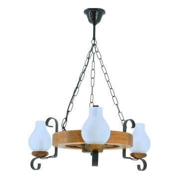 Chandelier on a chain ROATA 3xE14/40W/230V beech - FSC certified