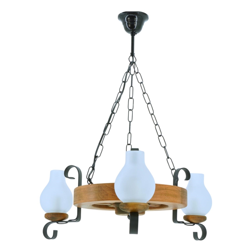 Chandelier on a chain ROATA 3xE14/40W/230V beech - FSC certified
