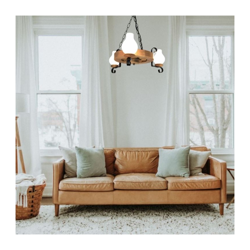 Chandelier on a chain ROATA 3xE14/40W/230V beech - FSC certified