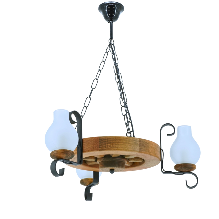 Chandelier on a chain ROATA 3xE14/40W/230V beech - FSC certified