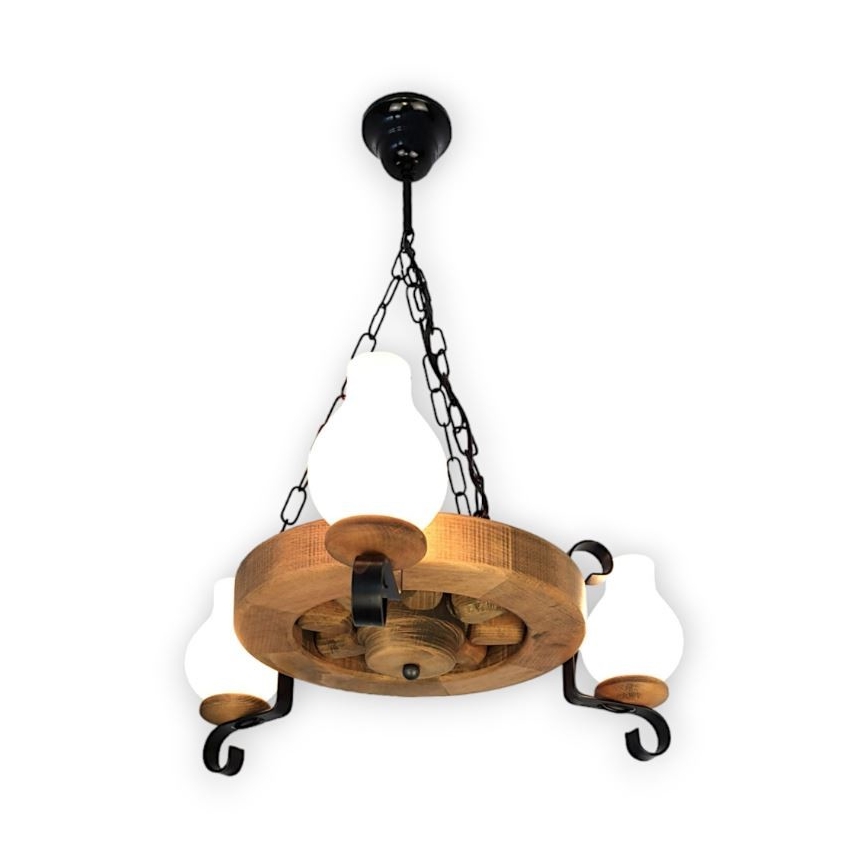 Chandelier on a chain ROATA 3xE14/40W/230V beech - FSC certified