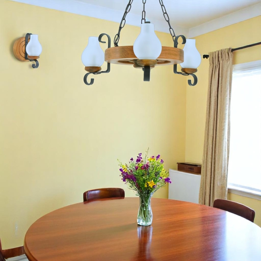 Chandelier on a chain ROATA 3xE14/40W/230V beech