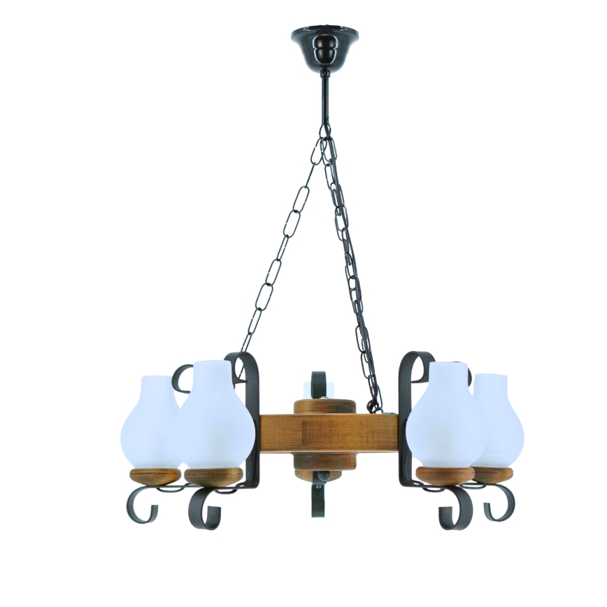 Chandelier on a chain ROATA 5xE14/40W/230V d. 30 cm beech