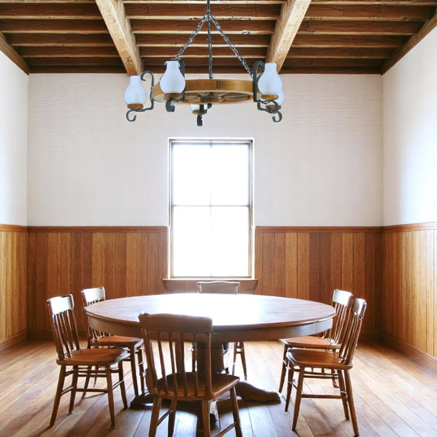 Chandelier on a chain ROATA 5xE14/40W/230V d. 70 cm beech