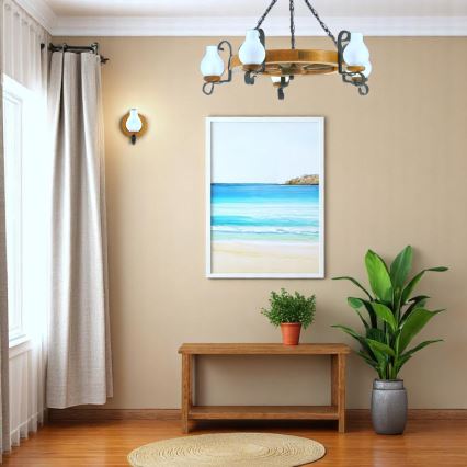 Chandelier on a chain ROATA 5xE14/40W/230V d. 70 cm beech