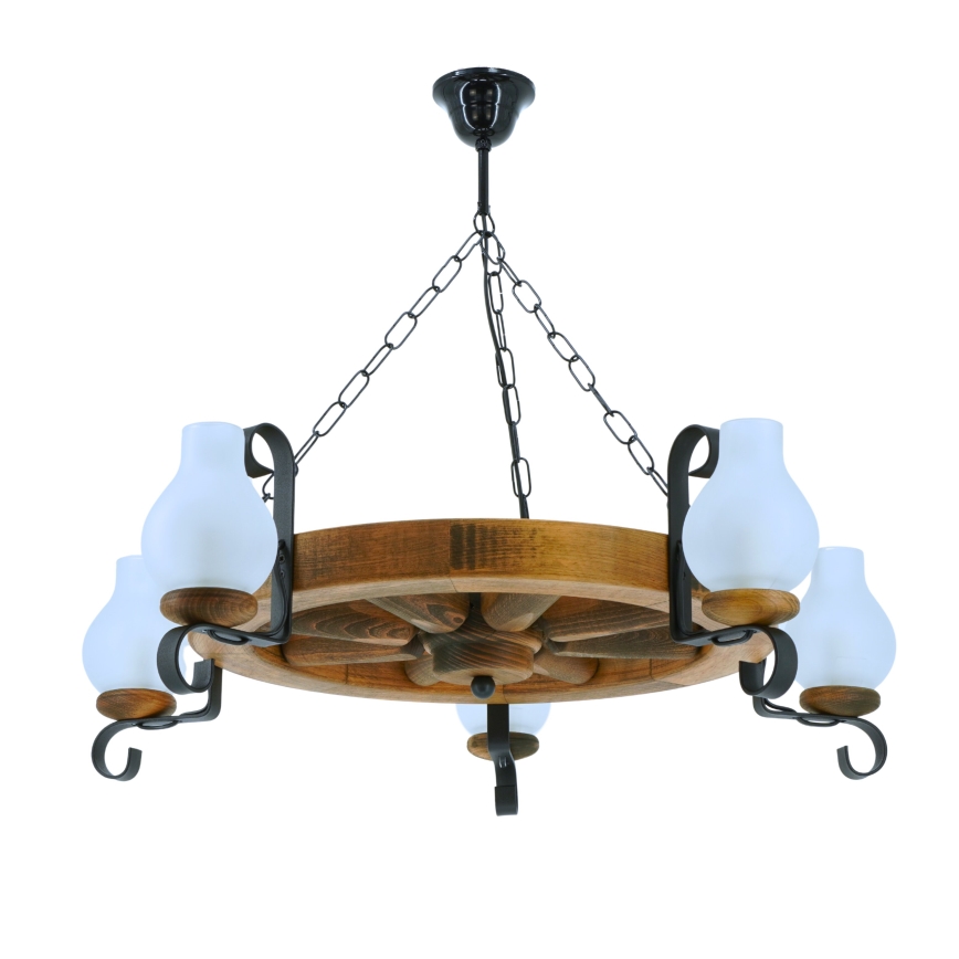 Chandelier on a chain ROATA 5xE14/40W/230V d. 70 cm beech