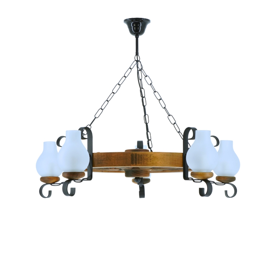 Chandelier on a chain ROATA 5xE14/40W/230V d. 70 cm beech