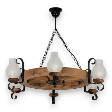 Chandelier on a chain ROATA 6xE14/40W/230V d. 70 cm beech - FSC certified