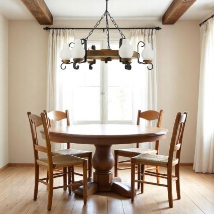 Chandelier on a chain ROATA 6xE14/40W/230V d. 70 cm beech