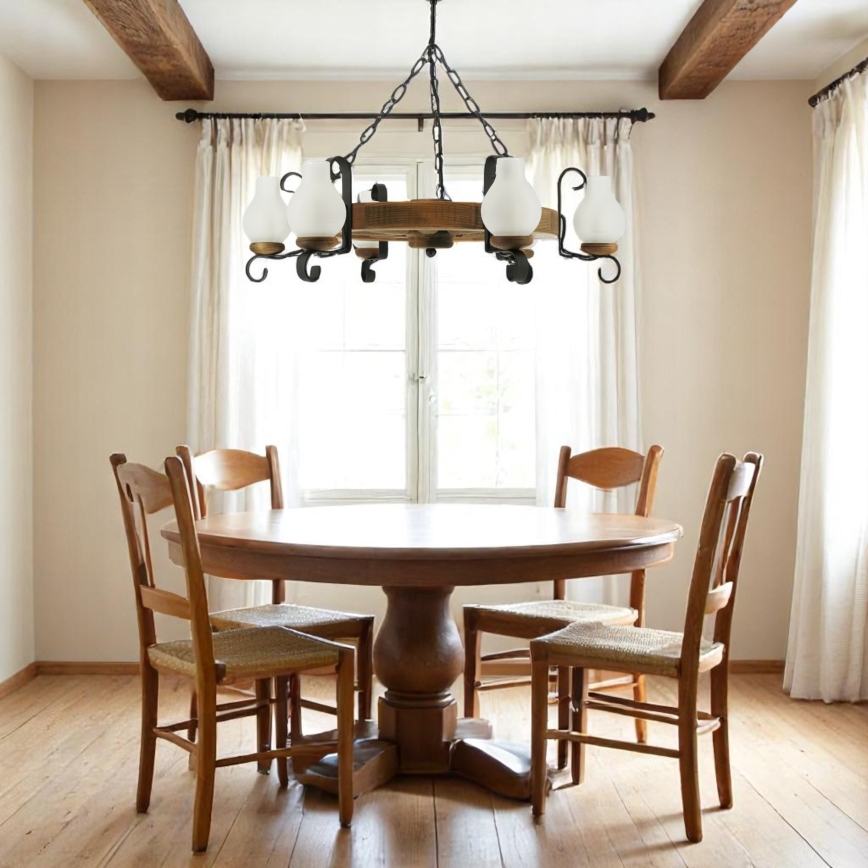 Chandelier on a chain ROATA 6xE14/40W/230V d. 70 cm beech