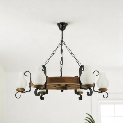 Chandelier on a chain ROATA 6xE14/40W/230V d. 70 cm beech