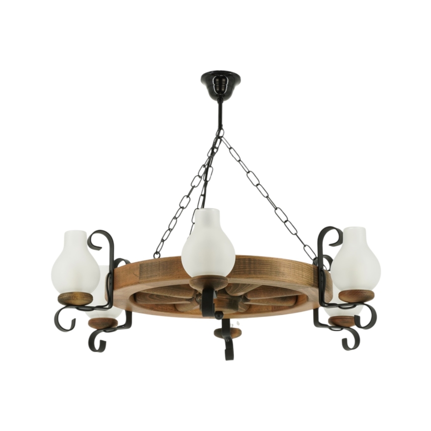 Chandelier on a chain ROATA 6xE14/40W/230V d. 70 cm beech