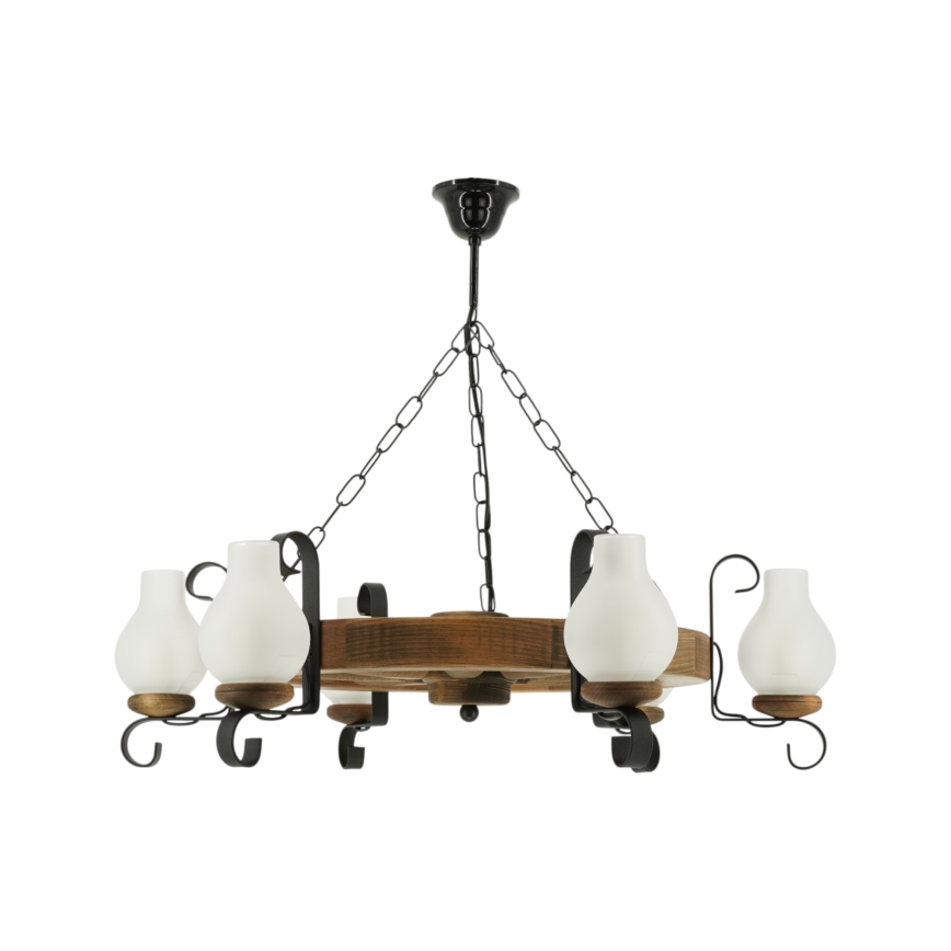 Chandelier on a chain ROATA 6xE14/40W/230V d. 70 cm beech