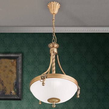 Chandelier on a chain ROCCA 3xE27/60W/230V d. 32 cm bronze/white