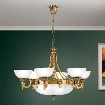 Chandelier on a chain ROCCA 9xE27/60W/230V d. 75 cm bronze/white