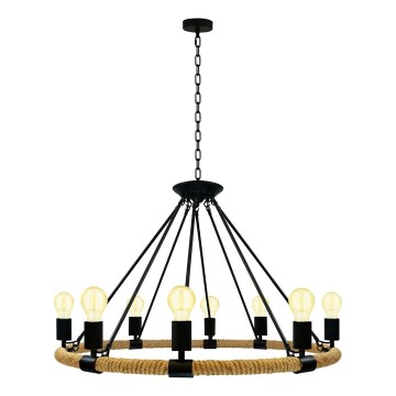 Chandelier on a chain ROPE ARTHUR 8xE27/20W/230V