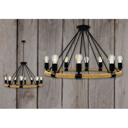 Chandelier on a chain ROPE ARTHUR 8xE27/20W/230V