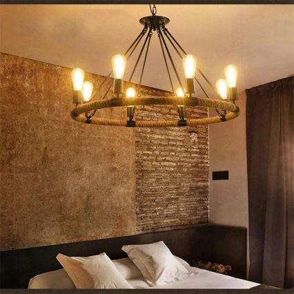 Chandelier on a chain ROPE ARTHUR 8xE27/20W/230V