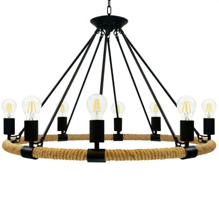 Chandelier on a chain ROPE ARTHUR 8xE27/20W/230V
