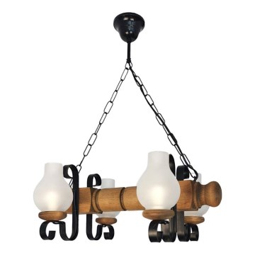 Chandelier on a chain RUSTIC 4xE14/40W/230V beech - FSC certified