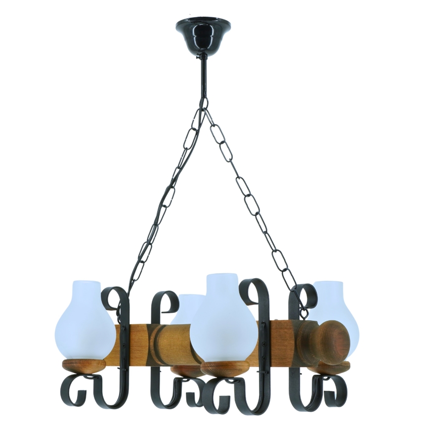 Chandelier on a chain RUSTIC 4xE14/40W/230V beech