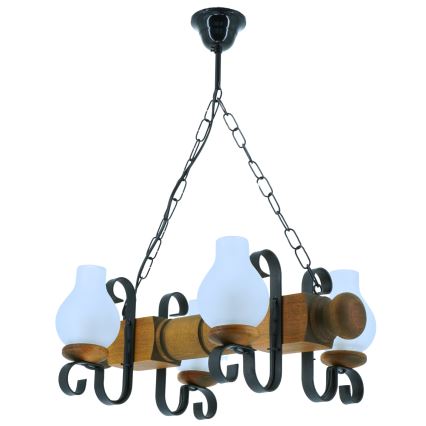 Chandelier on a chain RUSTIC 4xE14/40W/230V beech