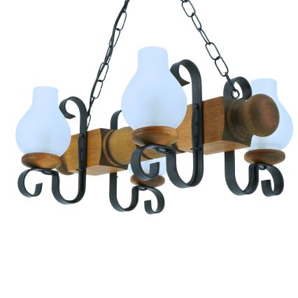 Chandelier on a chain RUSTIC 4xE14/40W/230V beech