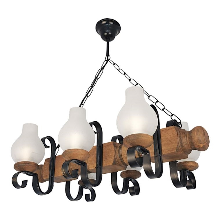 Chandelier on a chain RUSTIC 6xE14/40W/230V beech - FSC certified