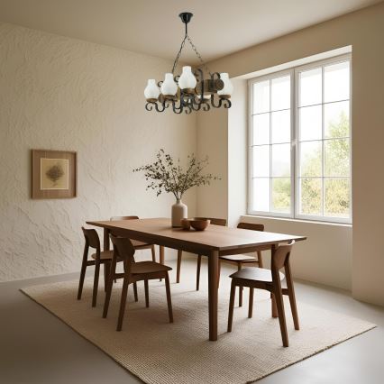 Chandelier on a chain RUSTIC 6xE14/40W/230V beech