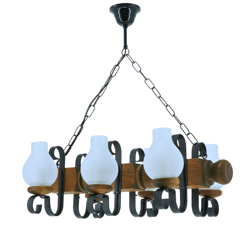Chandelier on a chain RUSTIC 6xE14/40W/230V beech
