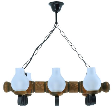 Chandelier on a chain RUSTIC 6xE14/40W/230V beech