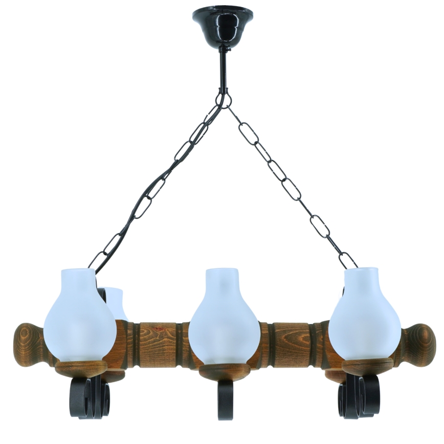 Chandelier on a chain RUSTIC 6xE14/40W/230V beech