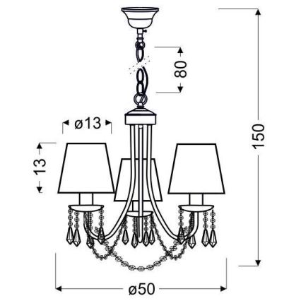 Chandelier on a chain RUTI 3xE14/40W/230V