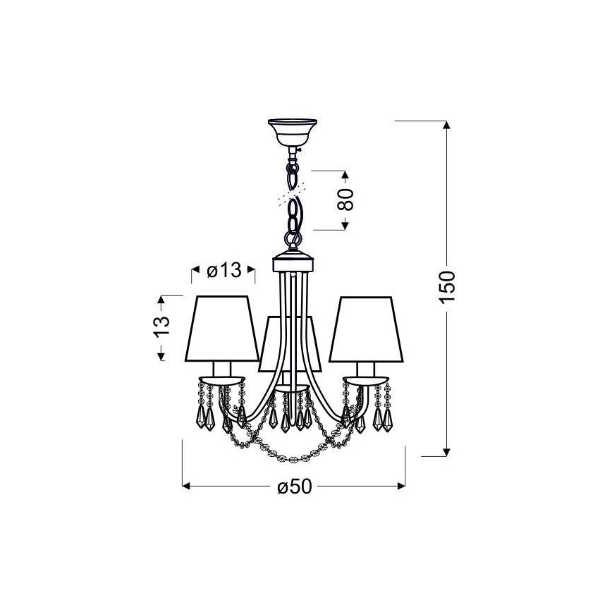 Chandelier on a chain RUTI 3xE14/40W/230V
