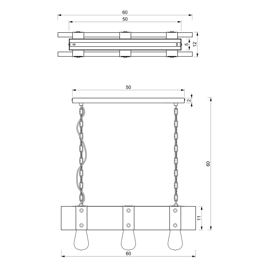 Chandelier on a chain SODER 3xE27/60W/230V