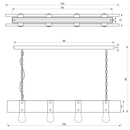 Chandelier on a chain SODER 4xE27/60W/230V